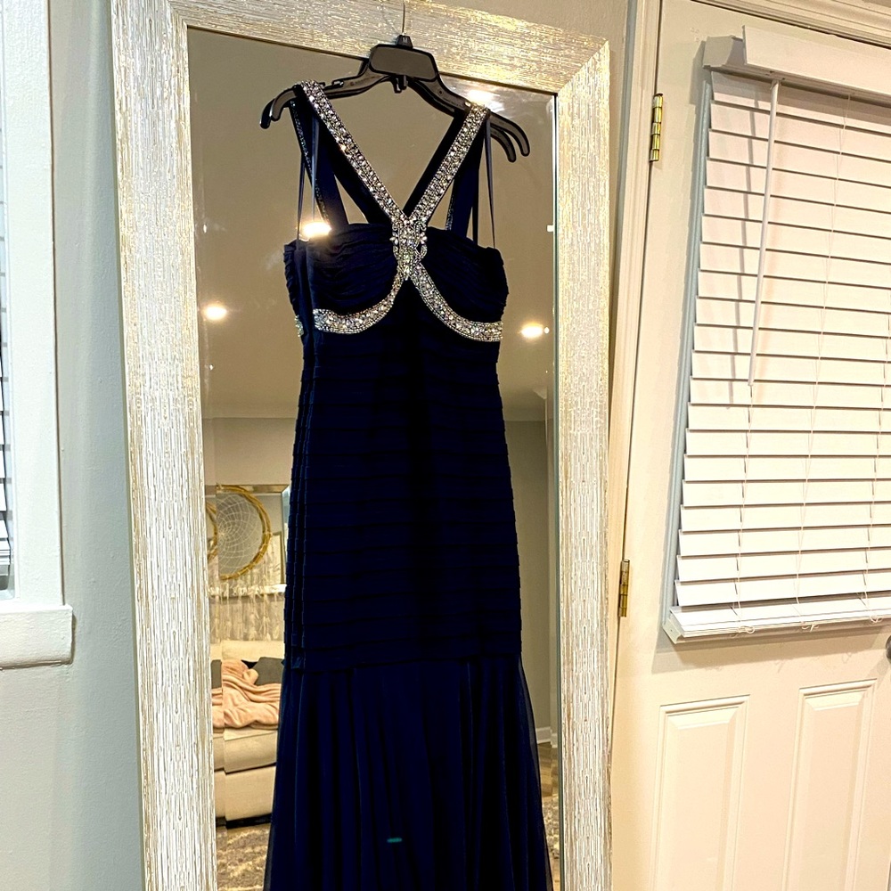 Xscape Navy Mermaid Gown